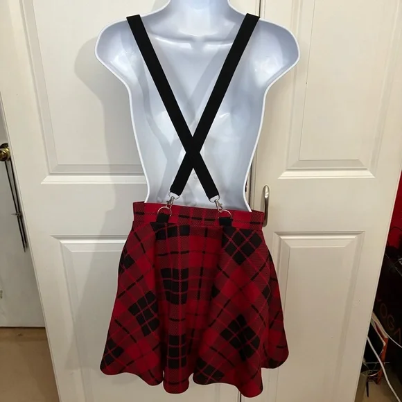 Hot Topic Red and Black Plaid Skater Skirt - Picture 3 of 6